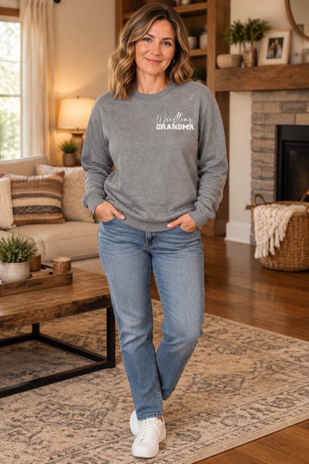 Wrestling Grandma Crewneck Sweatshirt — Cozy Back-Print Grandma Wrestling Shirt