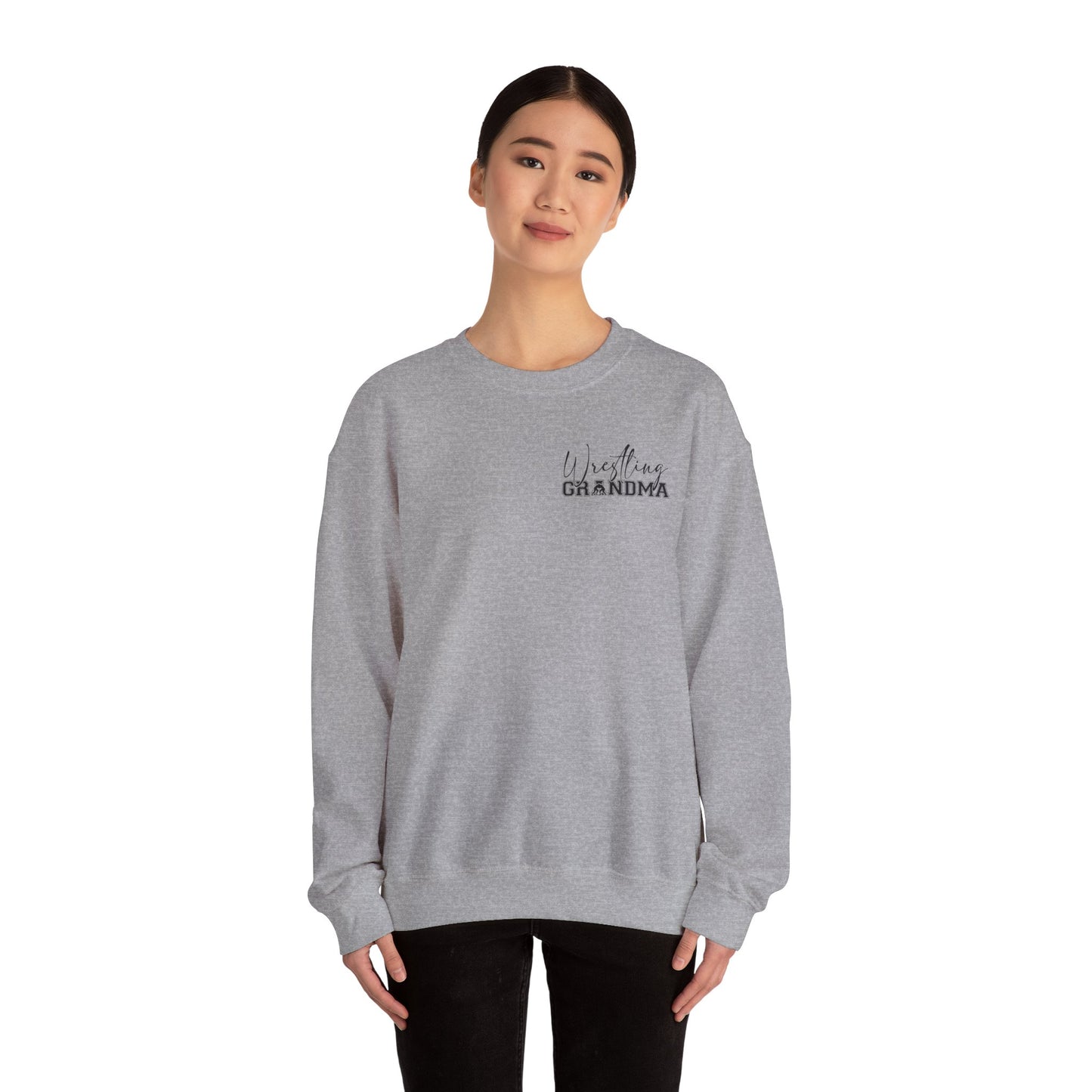 Wrestling Grandma Sweatshirt — Vertical Back Logo Crewneck