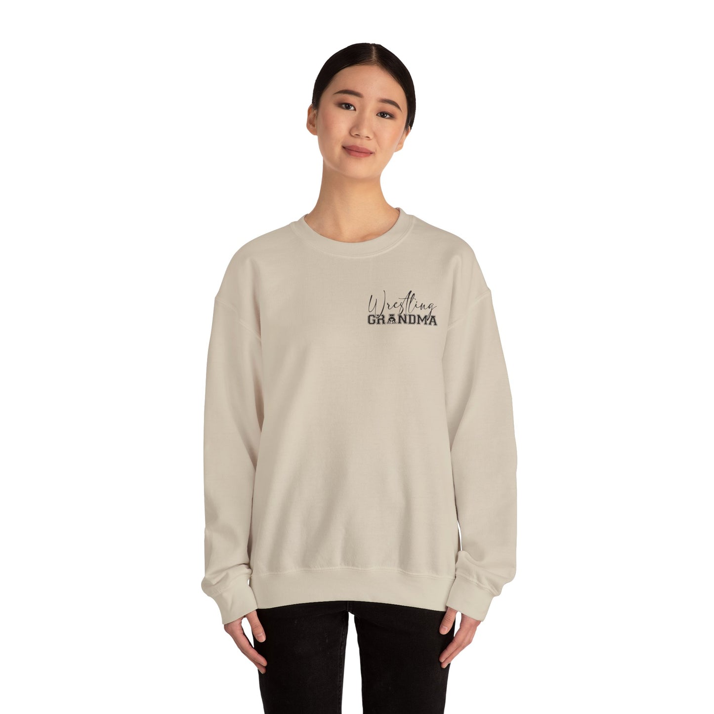 Wrestling Grandma Sweatshirt — Vertical Back Logo Crewneck