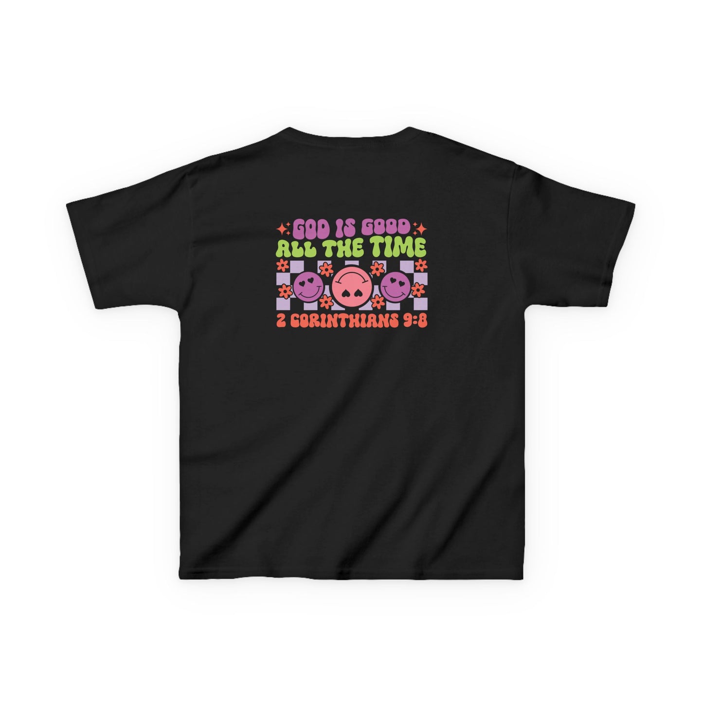 Kids Colorful Smiley Tee — 'God Is Good All The Time'