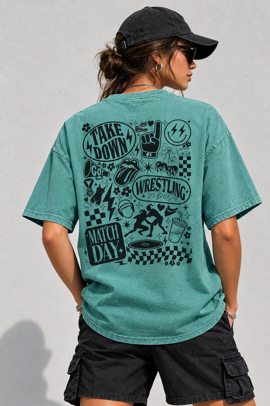 Wrestling Doodles T-Shirt — 'Match Day' Garment-Dyed Tee