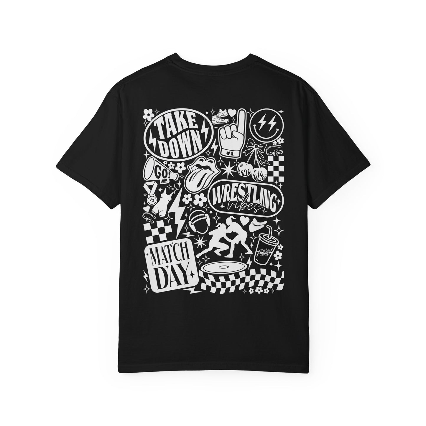 Wrestling Match Day Graphic T-Shirt — Retro Sports Doodle Tee