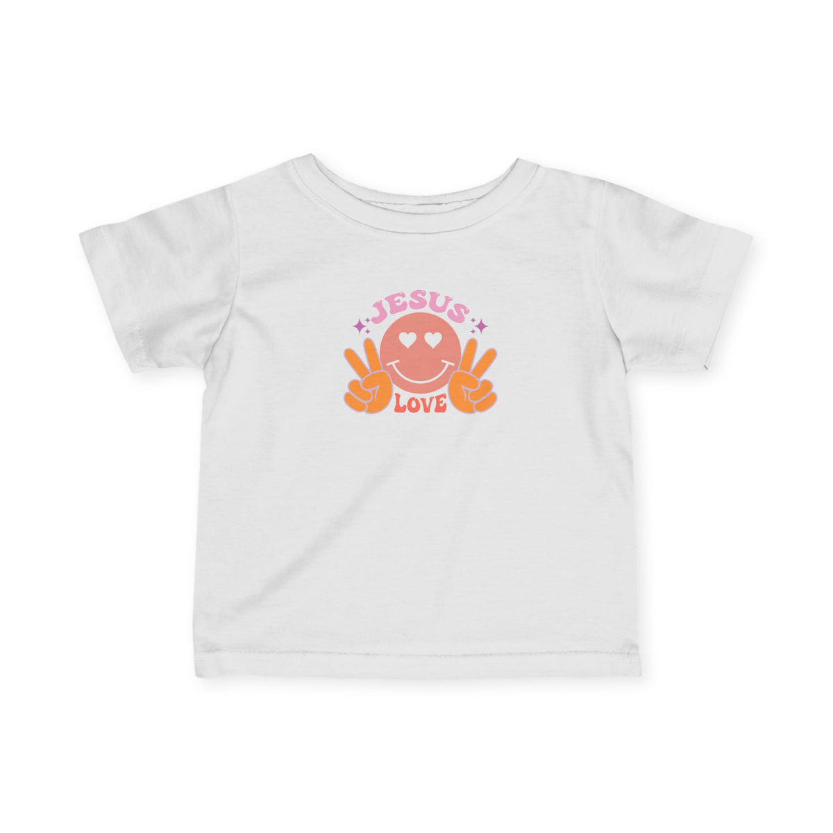 Infant Tee — "Jesus Love" Retro Smiley Peace Baby Shirt