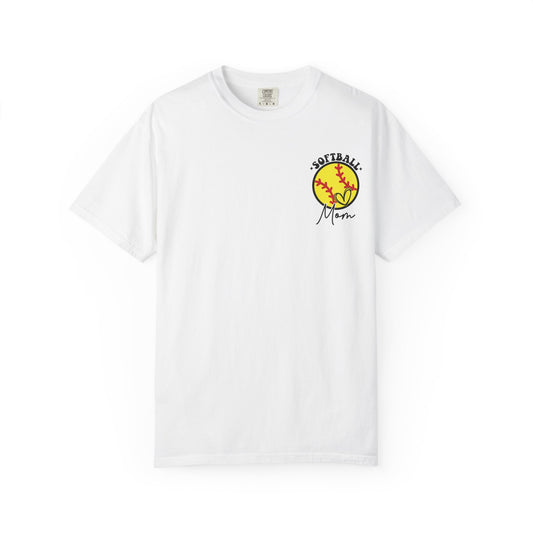 Softball Mom Heart Tee — “My Heart Is On That Field” Garment-Dyed T-Shirt