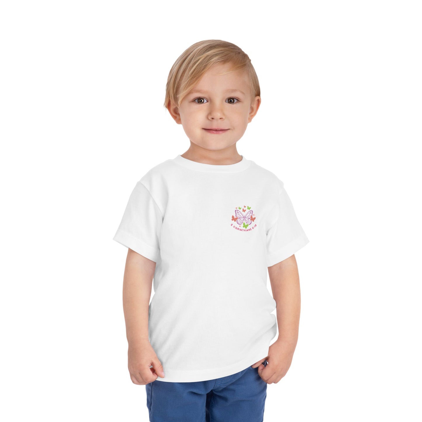 Toddler Tee — "Daughter of the King" Floral Christian Kids Shirt (2 Corinthians 6:18)