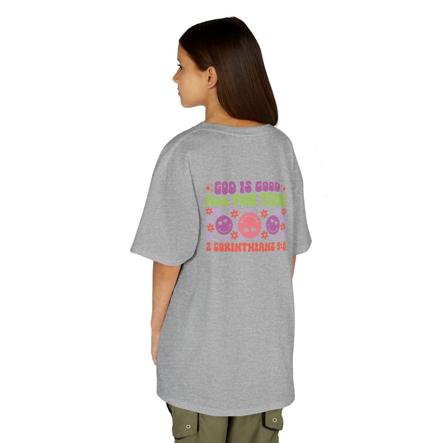Kids Colorful Smiley Tee — 'God Is Good All The Time'