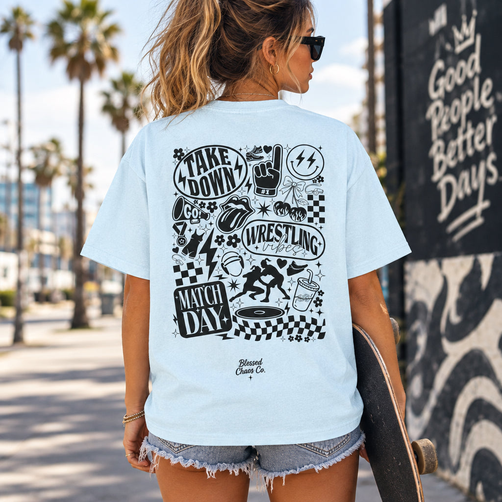 Wrestling Doodles T-Shirt — 'Match Day' Garment-Dyed Tee