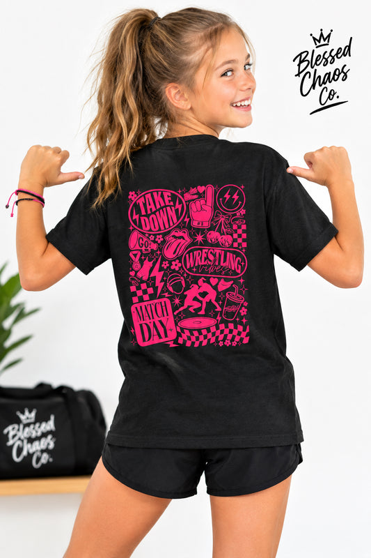 Youth Wrestling Graphic Tee — 'Take Down' Match Day Sports T‑Shirt