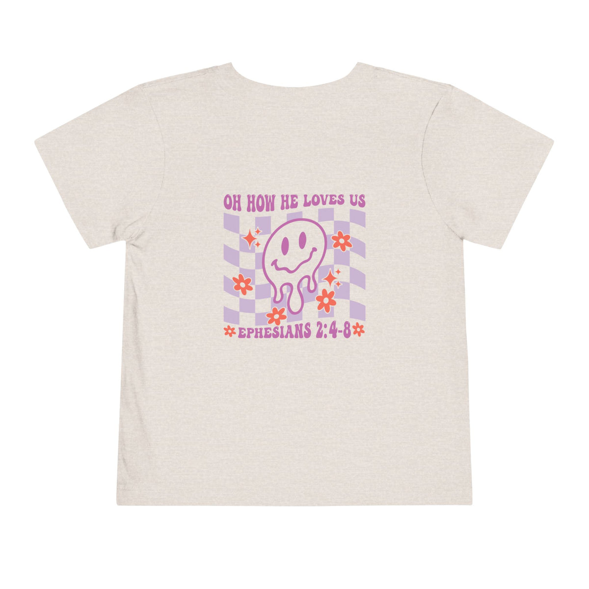 Toddler Smile Flower Tee — "Oh How He Loves Us"