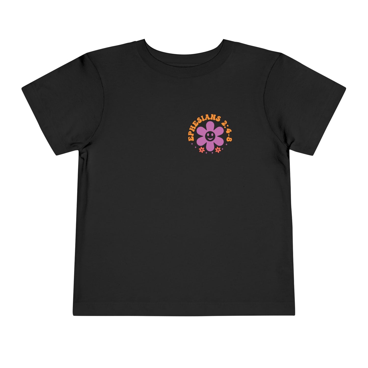 Toddler Smile Flower Tee — "Oh How He Loves Us"