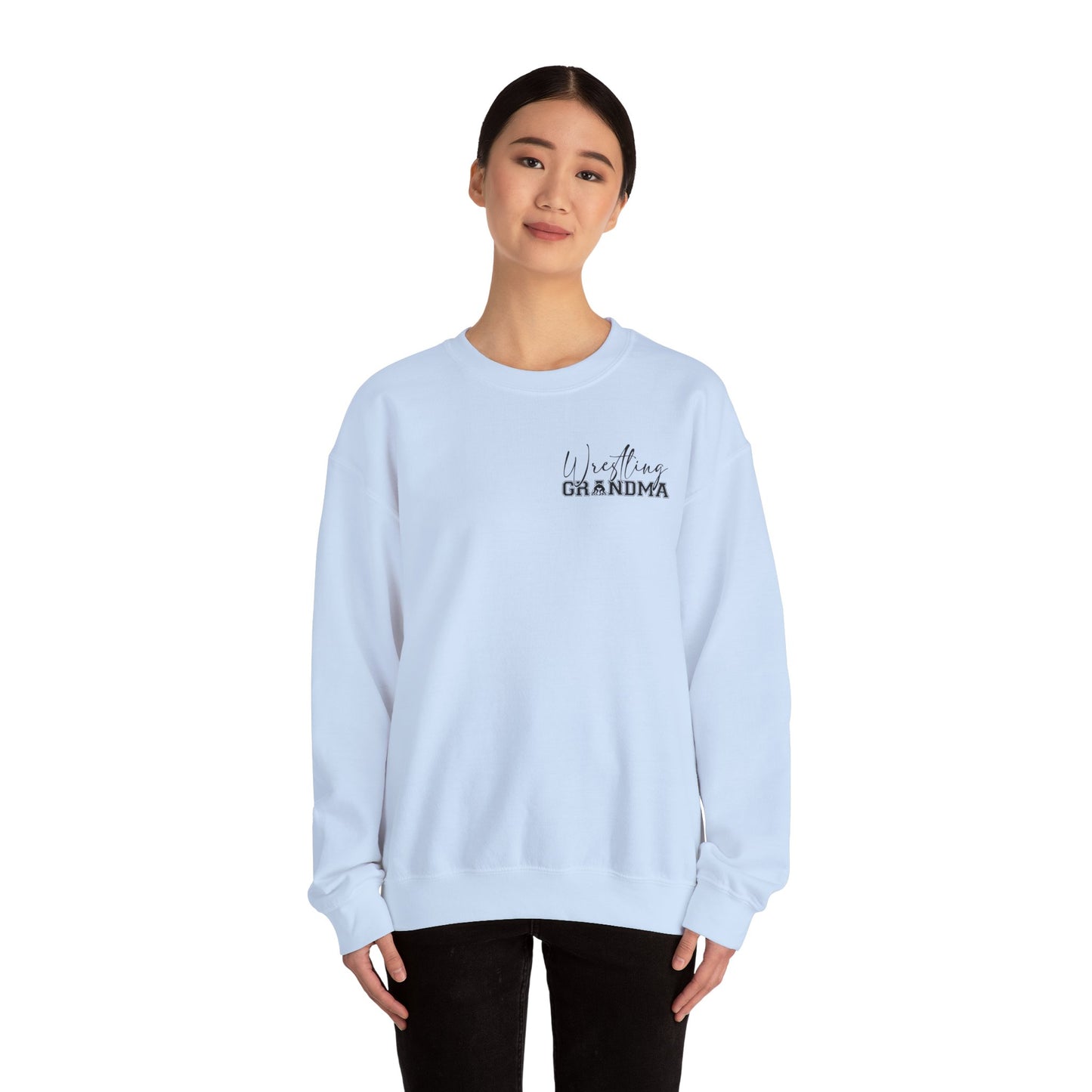 Wrestling Grandma Sweatshirt — Vertical Back Logo Crewneck