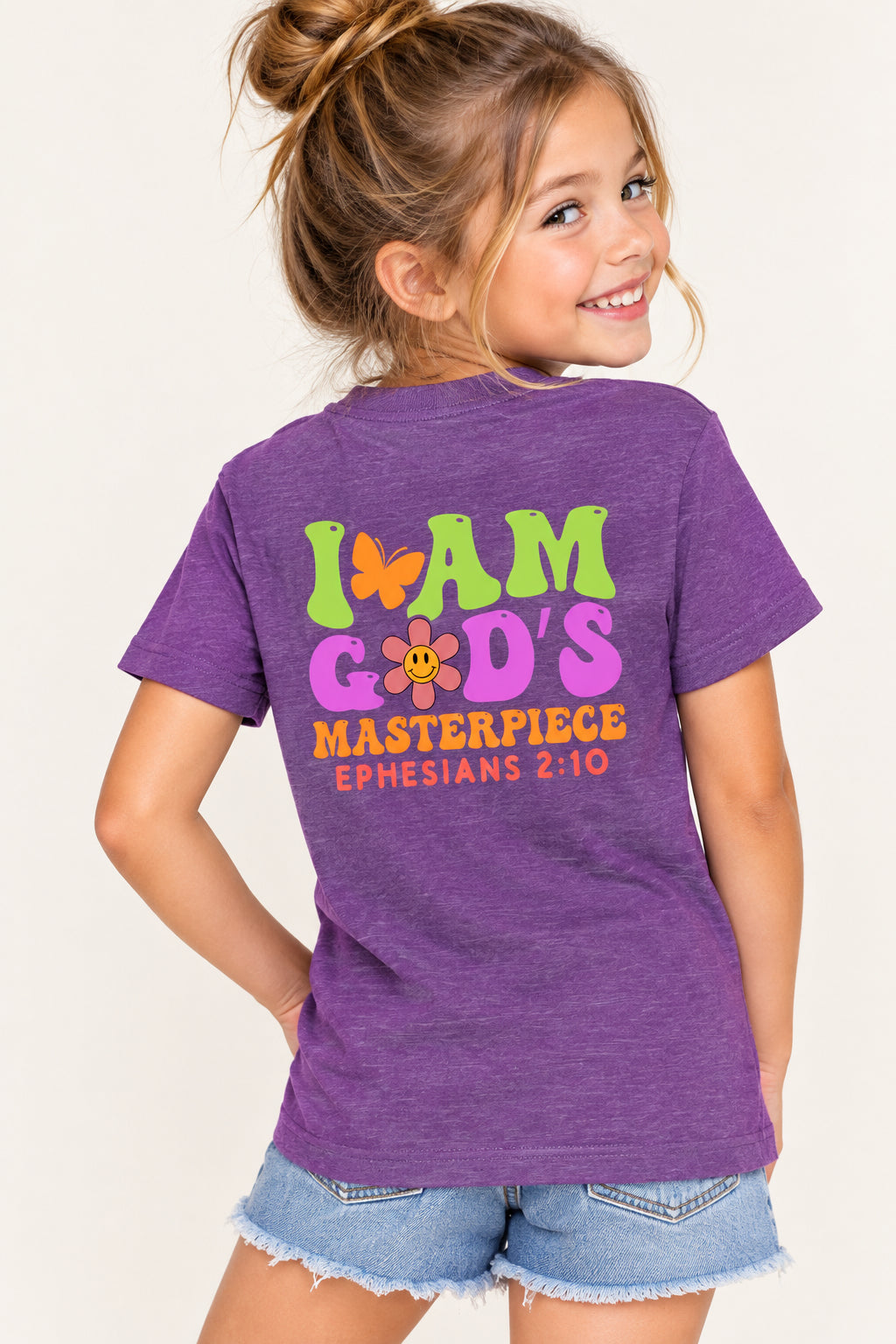I Am God's Masterpiece Youth T‑Shirt — ColorfulKids Tee (Ephesians 2:10)