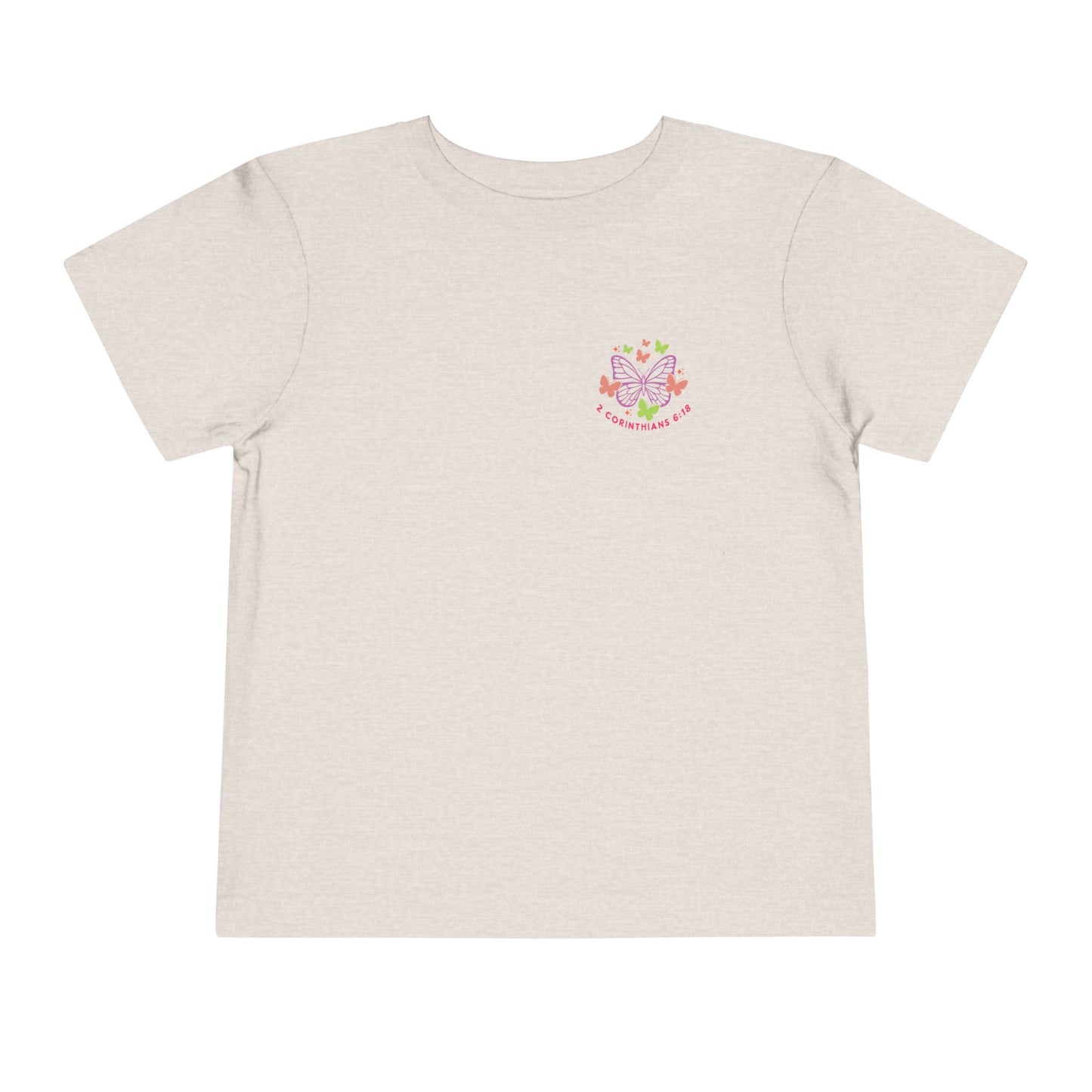 Toddler Tee — "Daughter of the King" Floral Christian Kids Shirt (2 Corinthians 6:18)
