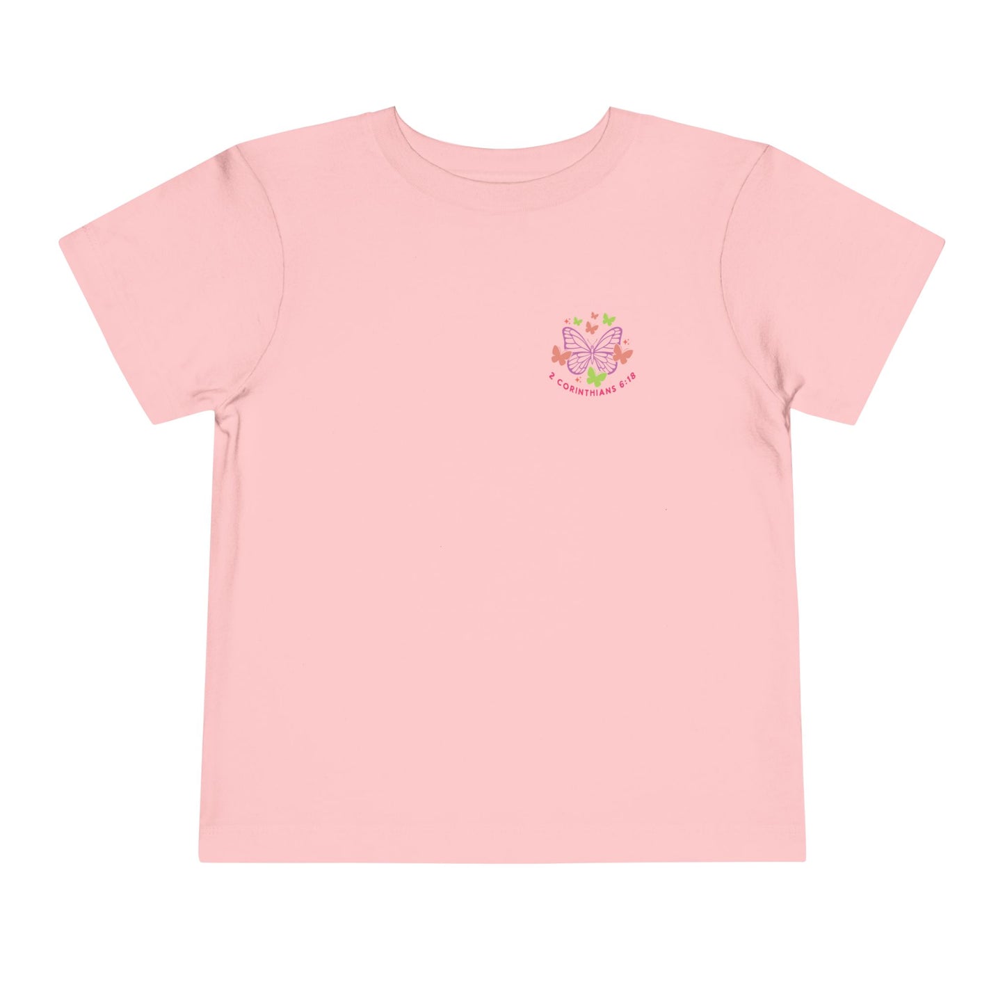 Toddler Tee — "Daughter of the King" Floral Christian Kids Shirt (2 Corinthians 6:18)