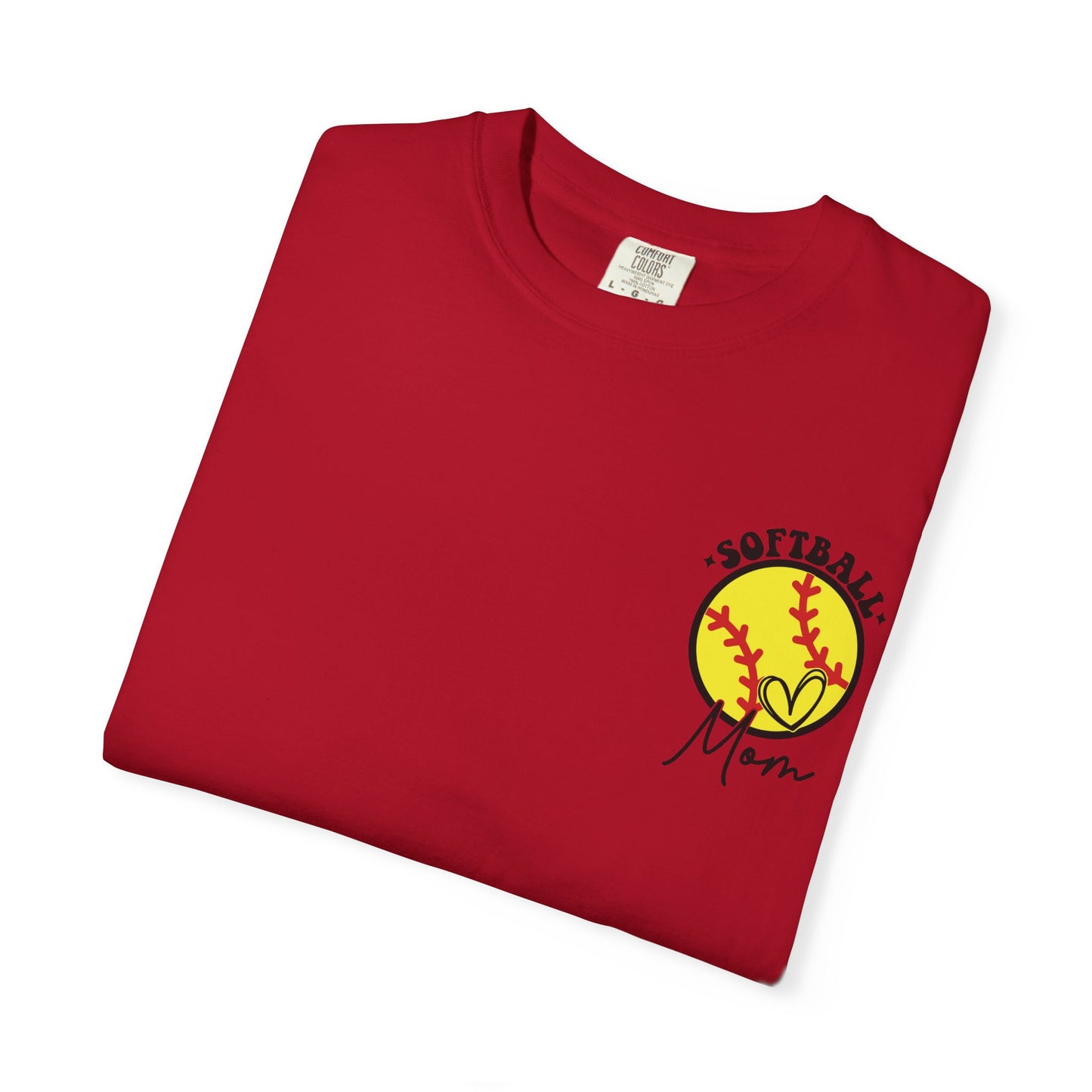 Softball Mom Heart Tee — “My Heart Is On That Field” Garment-Dyed T-Shirt