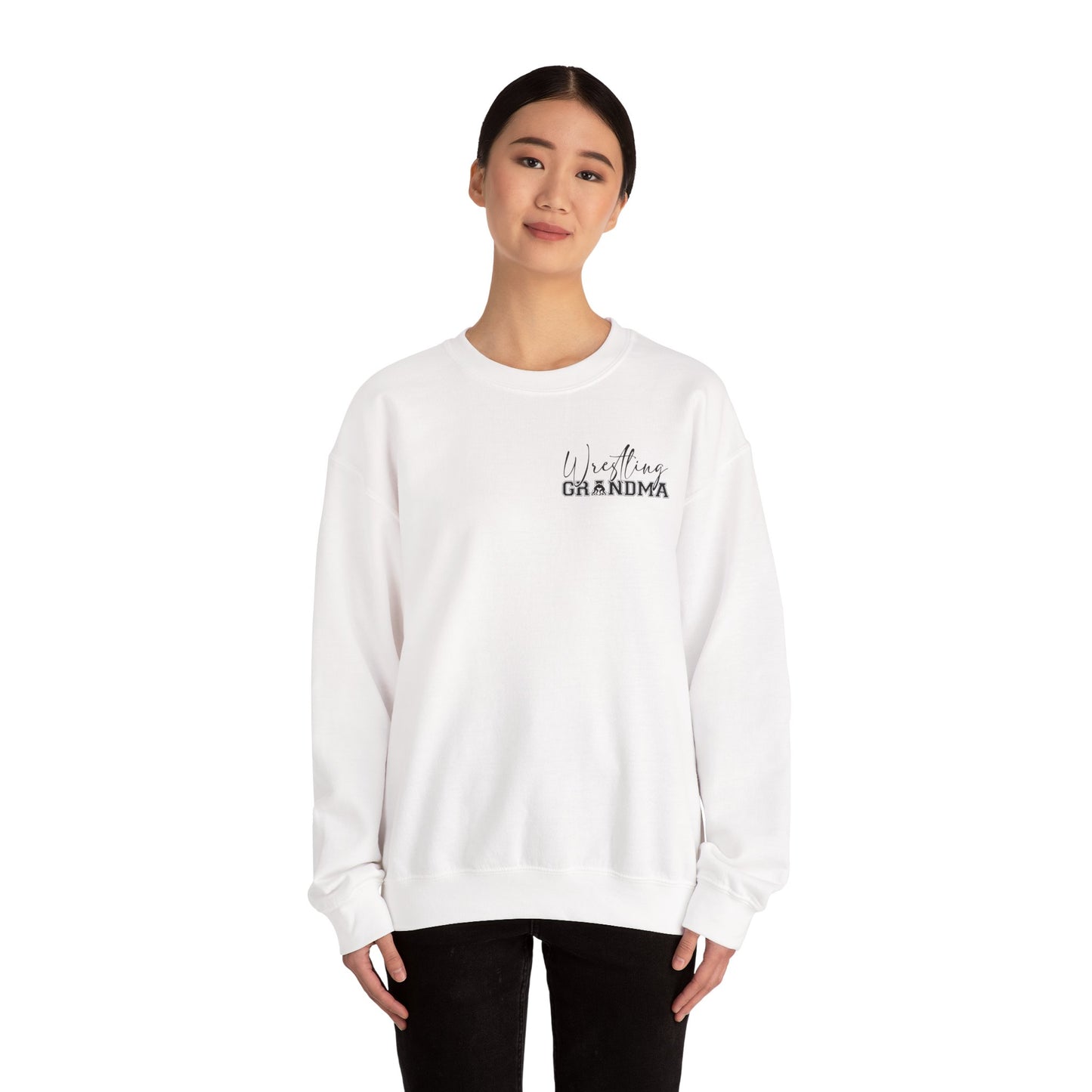 Wrestling Grandma Sweatshirt — Vertical Back Logo Crewneck