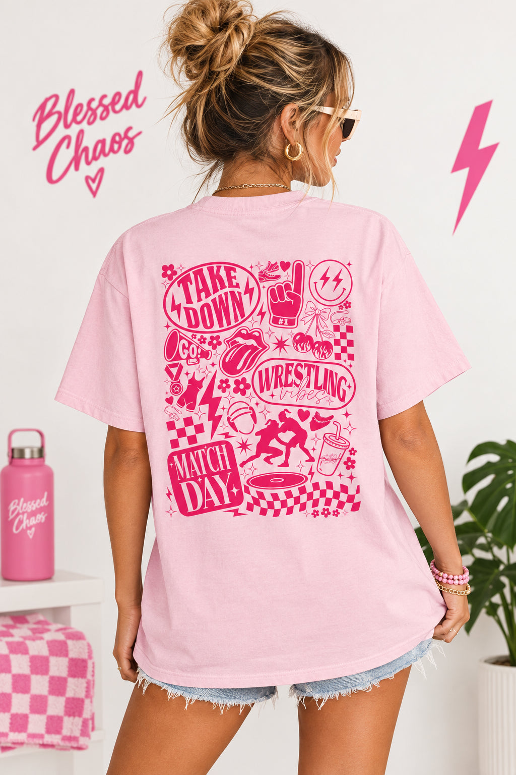 Wrestling Match Day T-Shirt — Retro Doodle Back Print