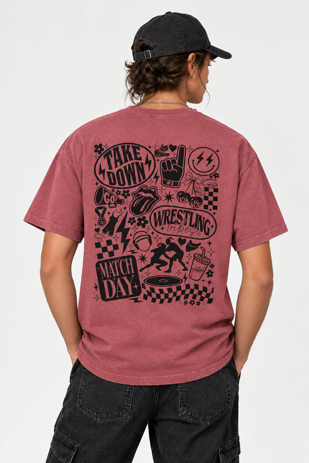 Wrestling Doodles T-Shirt — 'Match Day' Garment-Dyed Tee