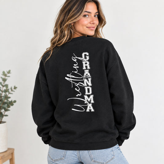 Wrestling Grandma Crewneck Sweatshirt — Cozy Back-Print Grandma Wrestling Shirt