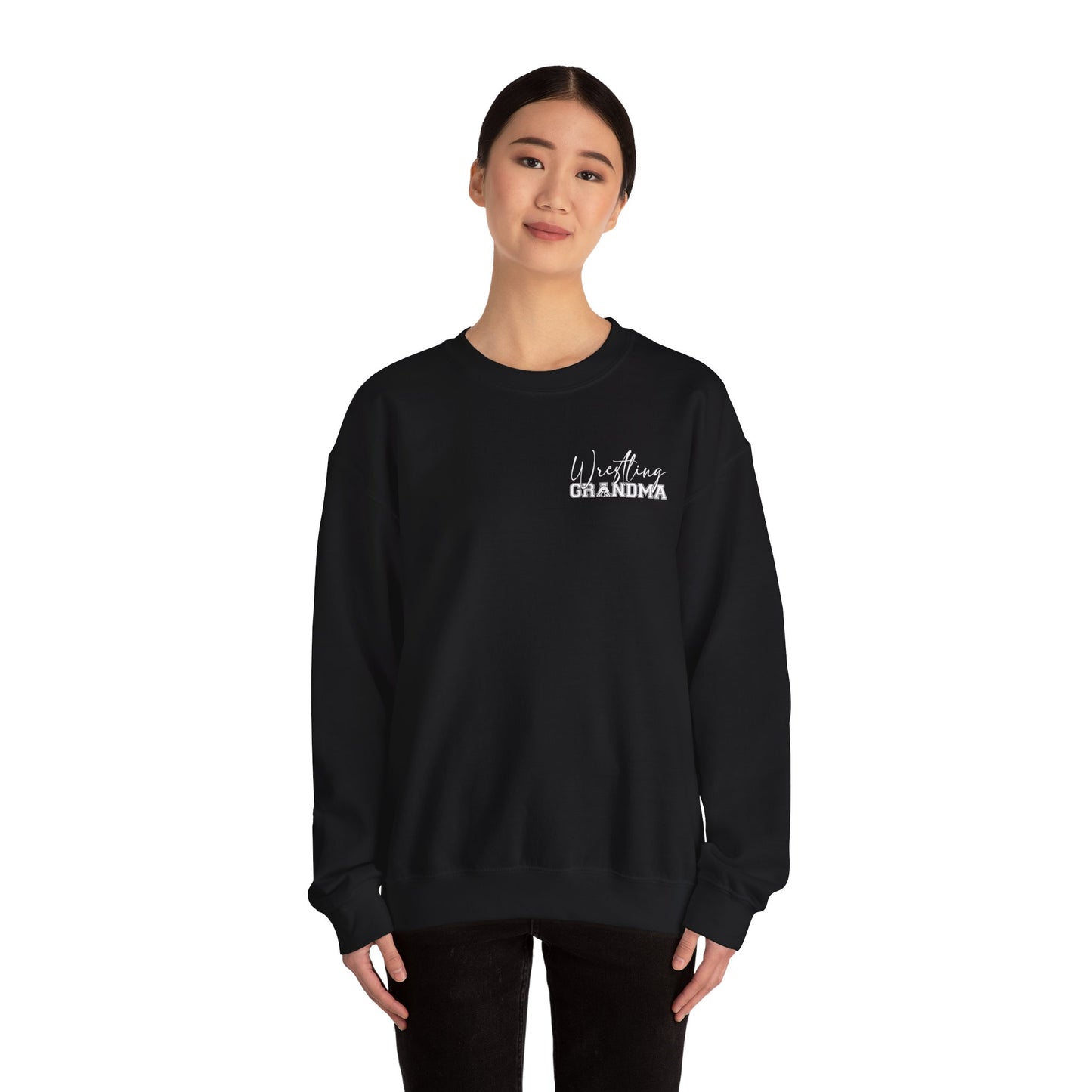 Wrestling Grandma Crewneck Sweatshirt — Cozy Back-Print Grandma Wrestling Shirt