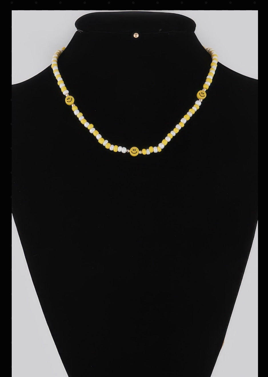 Beaded Smiley Face Charm Necklace